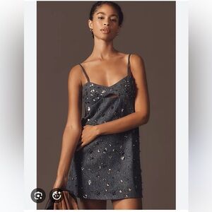 Anthropologie mini dress with charcoal embellishments